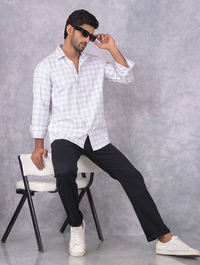 men checkered collared slim fit long sleeve shirt - 21573872 -  Standard Image - 3