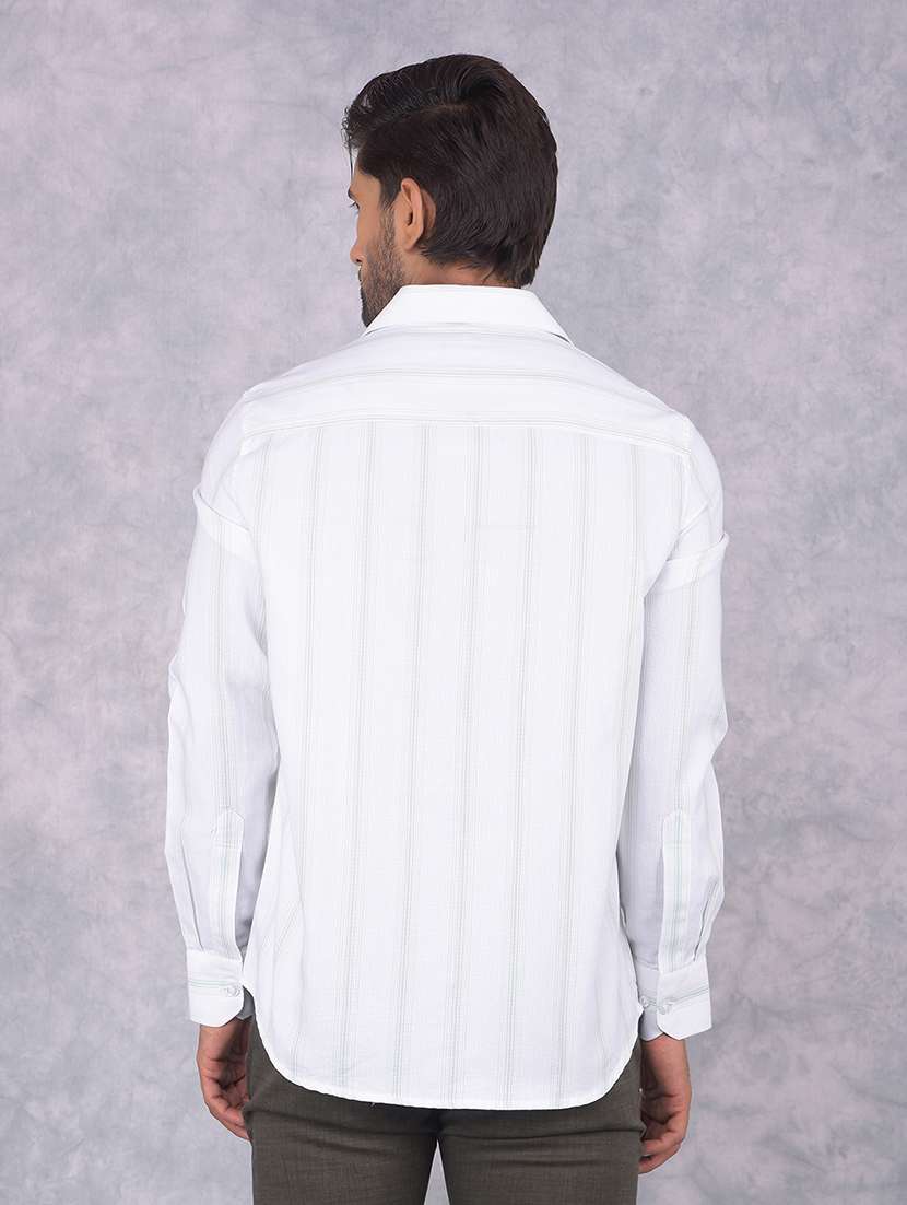 men striped collared slim fit long sleeve shirt - 21573873 -  Standard Image - 3