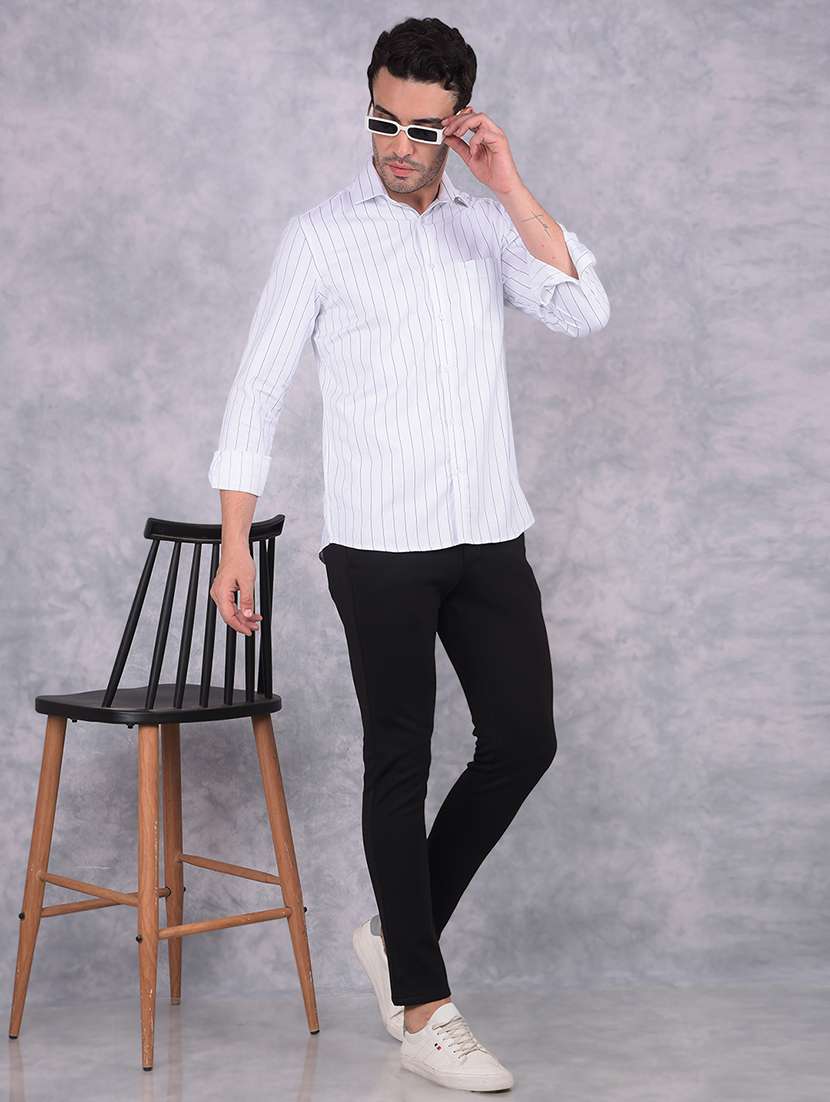 men stripes slim fit long sleeve casual shirt - 21573875 -  Standard Image - 5