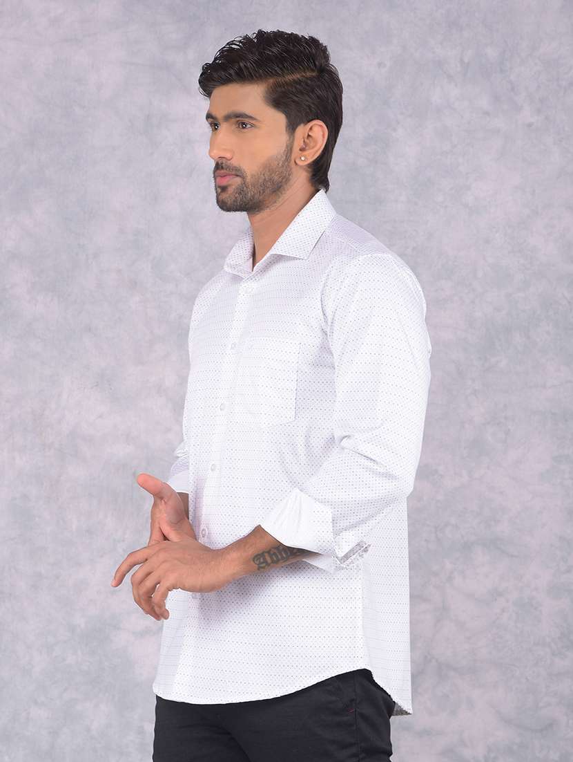 men printed collared regular fit shirt