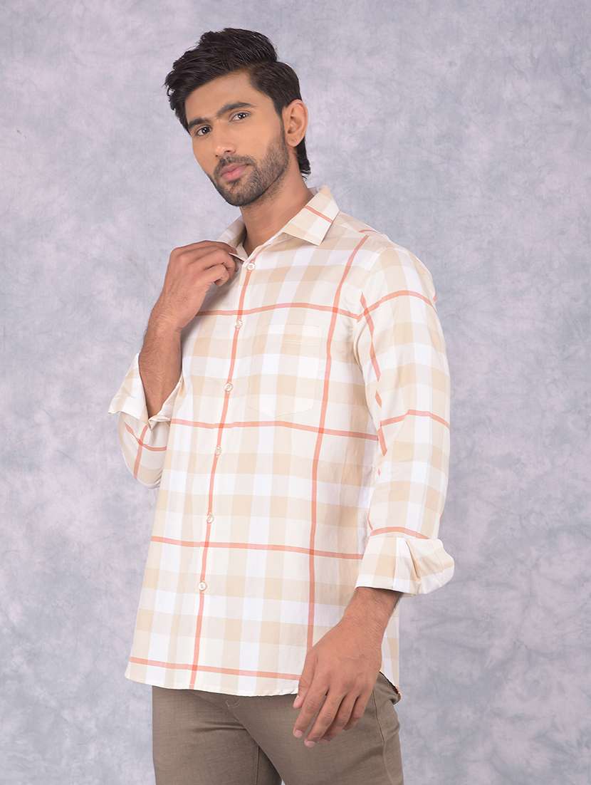 men checkered collared regular fit shirt