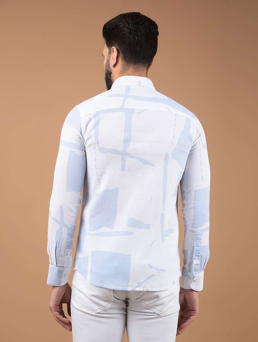 men printed slim fit long sleeve casual shirt - 21573911 - Standard Image - 3