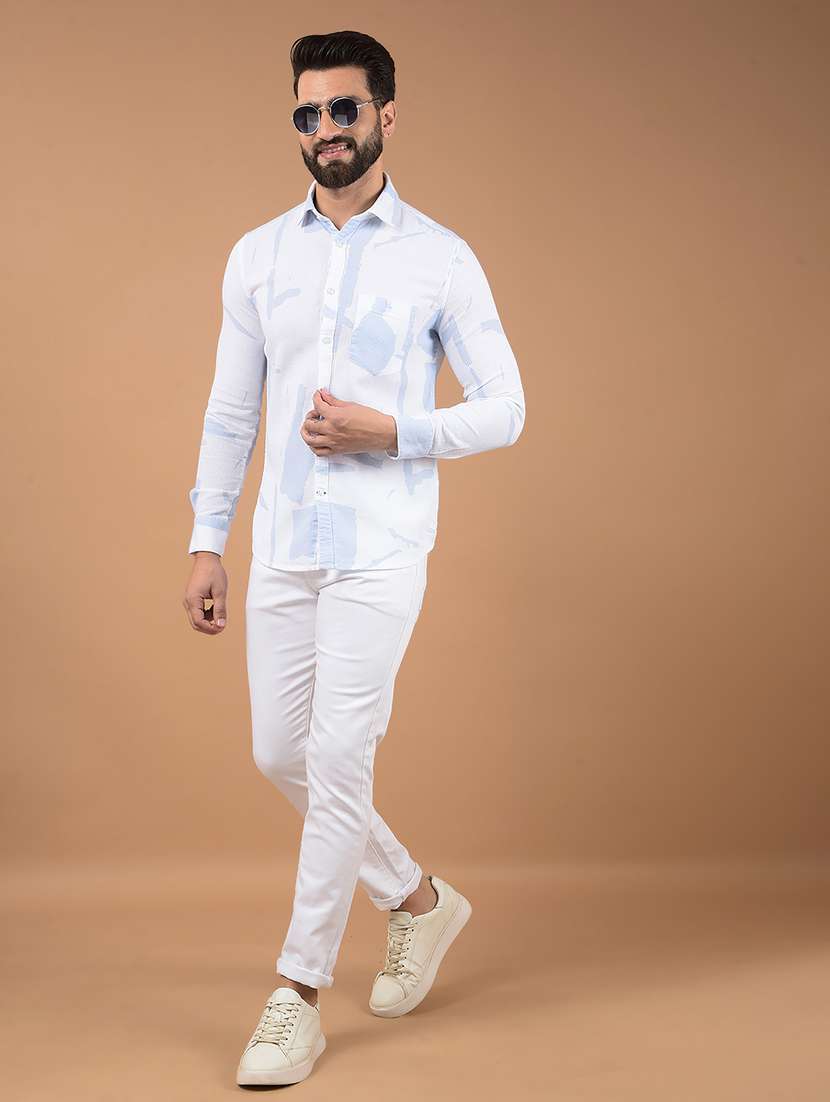 men printed slim fit long sleeve casual shirt - 21573911 - Standard Image - 5
