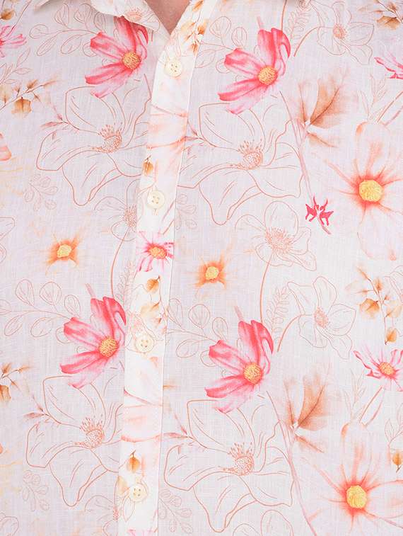 men floral slim fit long sleeve casual shirt - 21573913 -  Standard Image - 5
