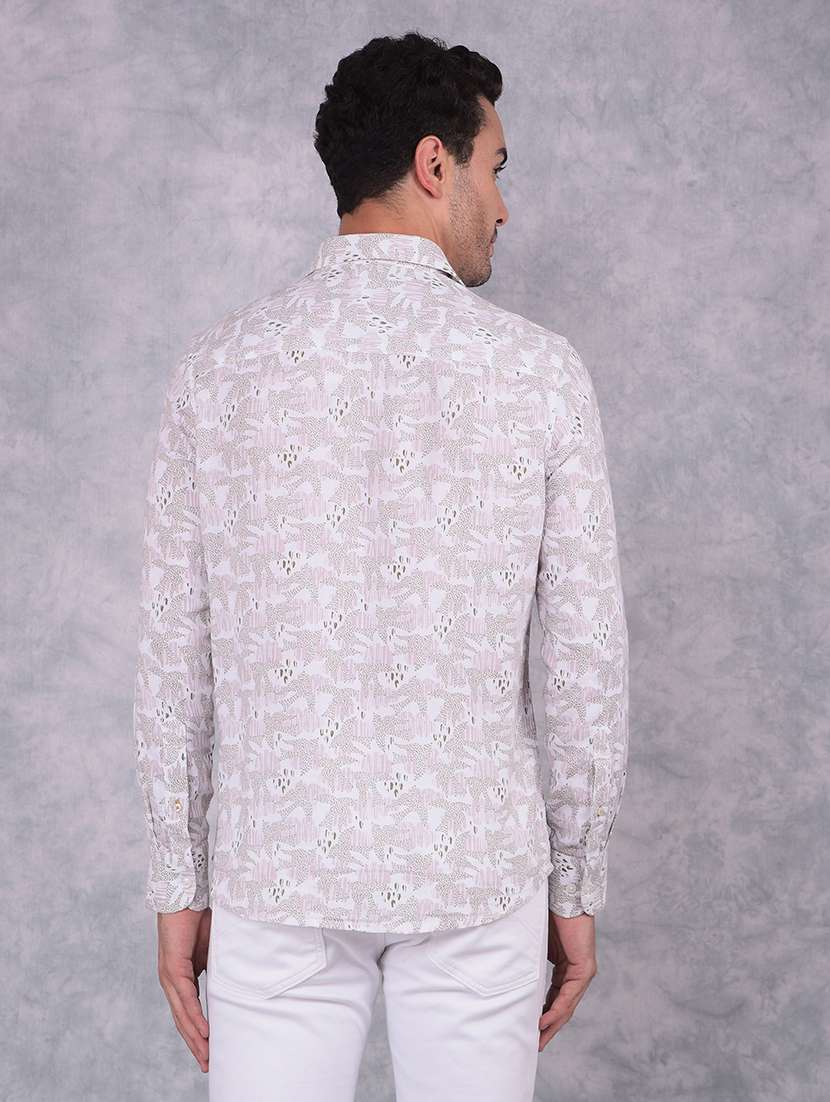 men printed slim fit long sleeve casual shirt - 21573917 -  Standard Image - 3