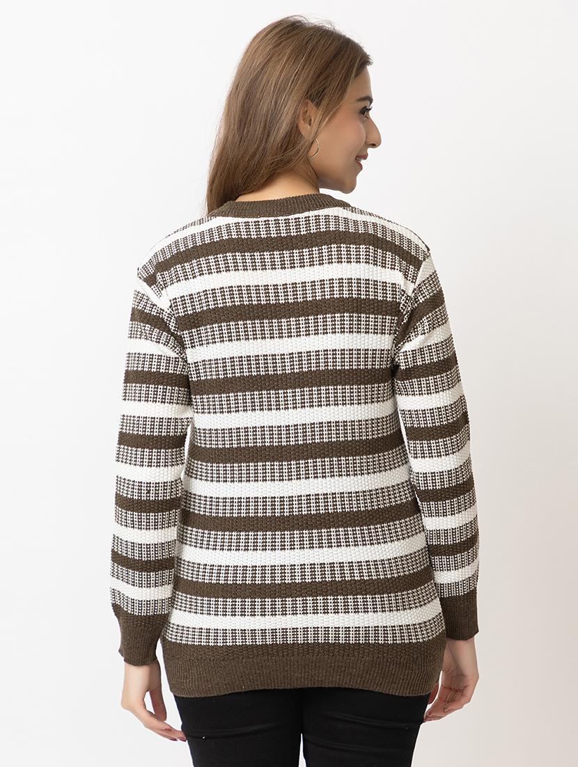 women striped long sleeves pullover - 21574028 - Standard Image - 3