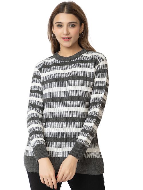 women striped long sleeves pullover - 21574029 - Standard Image - 0
