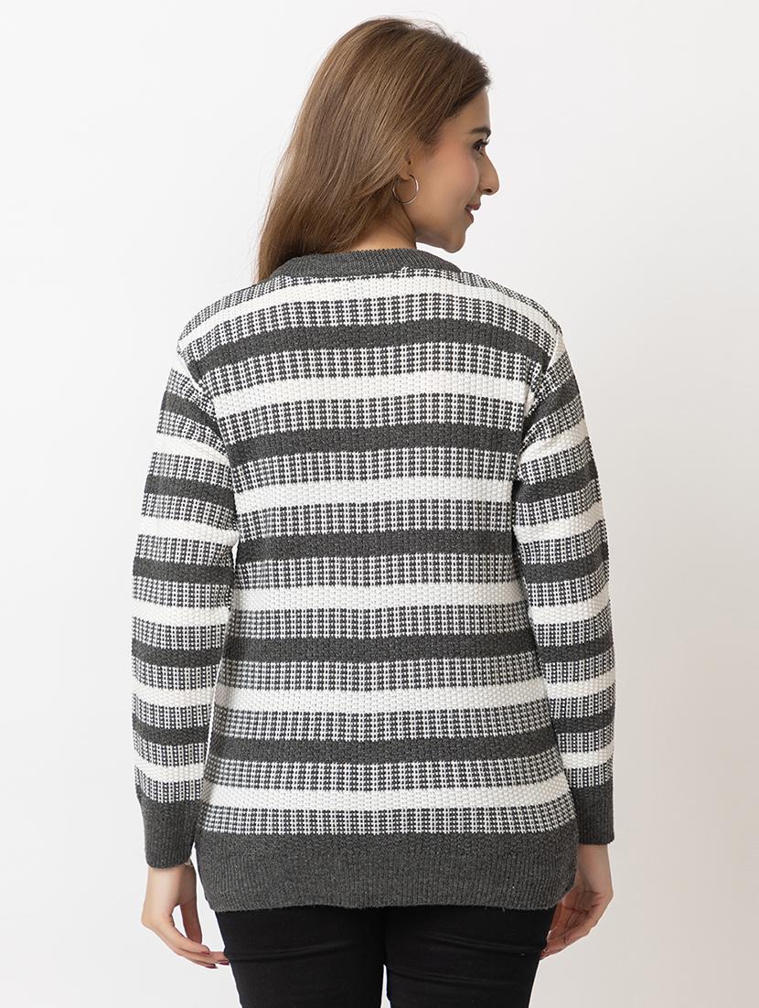 women striped long sleeves pullover - 21574029 - Standard Image - 3