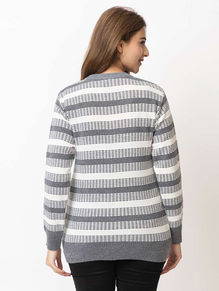 women striped long sleeves pullover - 21574030 - Standard Image - 3