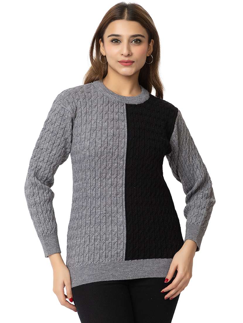 women color block long sleeves pullover - 21574034 - Zoom Image - 0