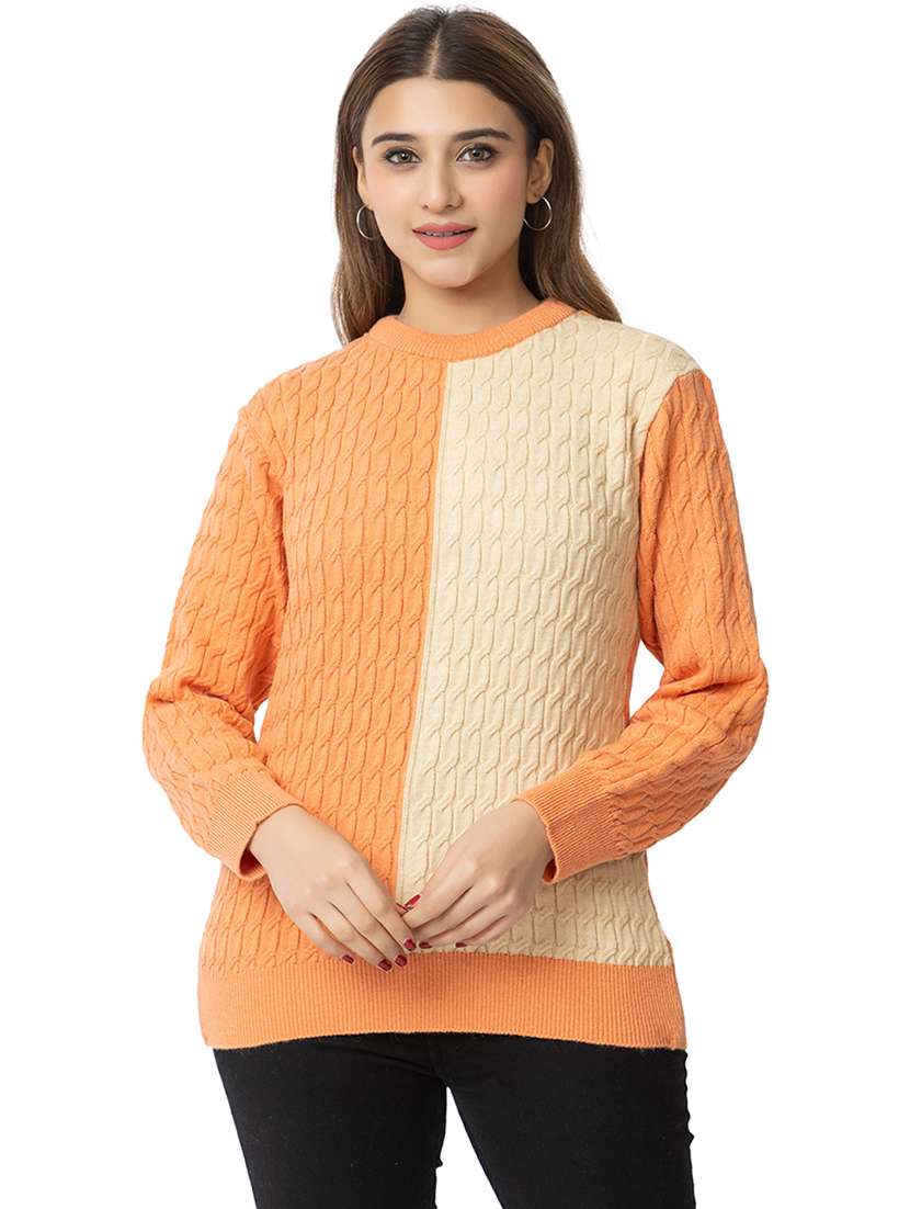 women color block long sleeves pullover - 21574035 -  Zoom Image - 0