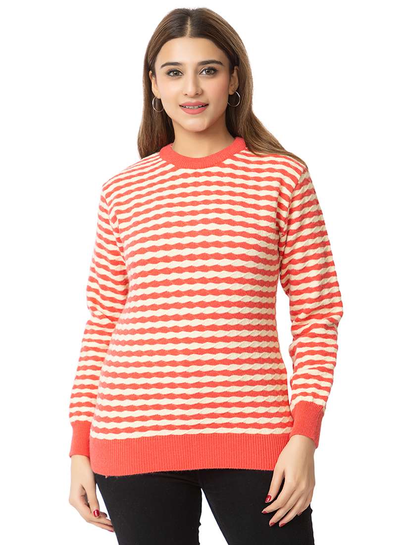 women striped long sleeves pullover - 21574038 -  Zoom Image - 0