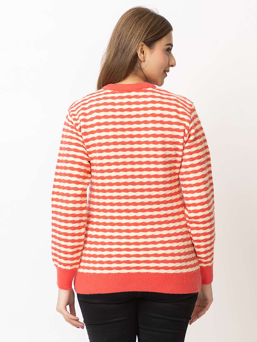 women striped long sleeves pullover - 21574038 - Standard Image - 3