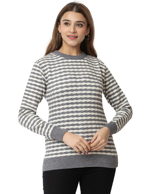 women striped long sleeves pullover - 21574040 - Standard Image - 0