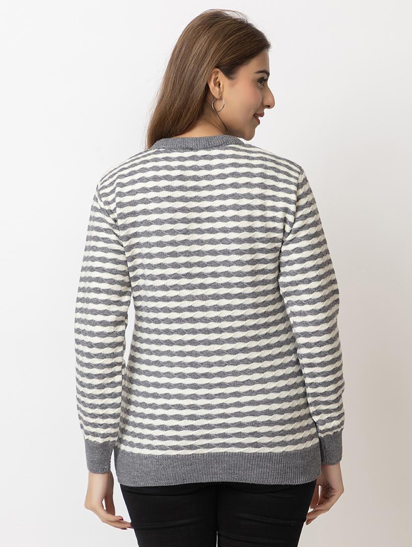 women striped long sleeves pullover - 21574040 - Standard Image - 3