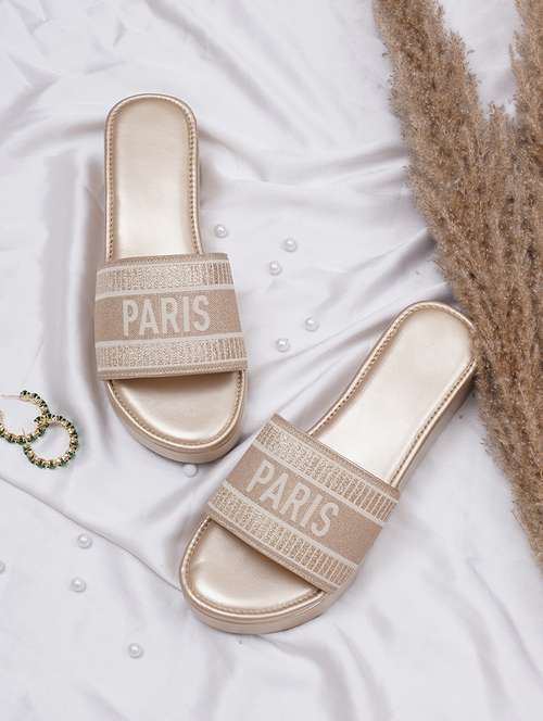 women gold slip on wedge - 21574174 - Standard Image - 0
