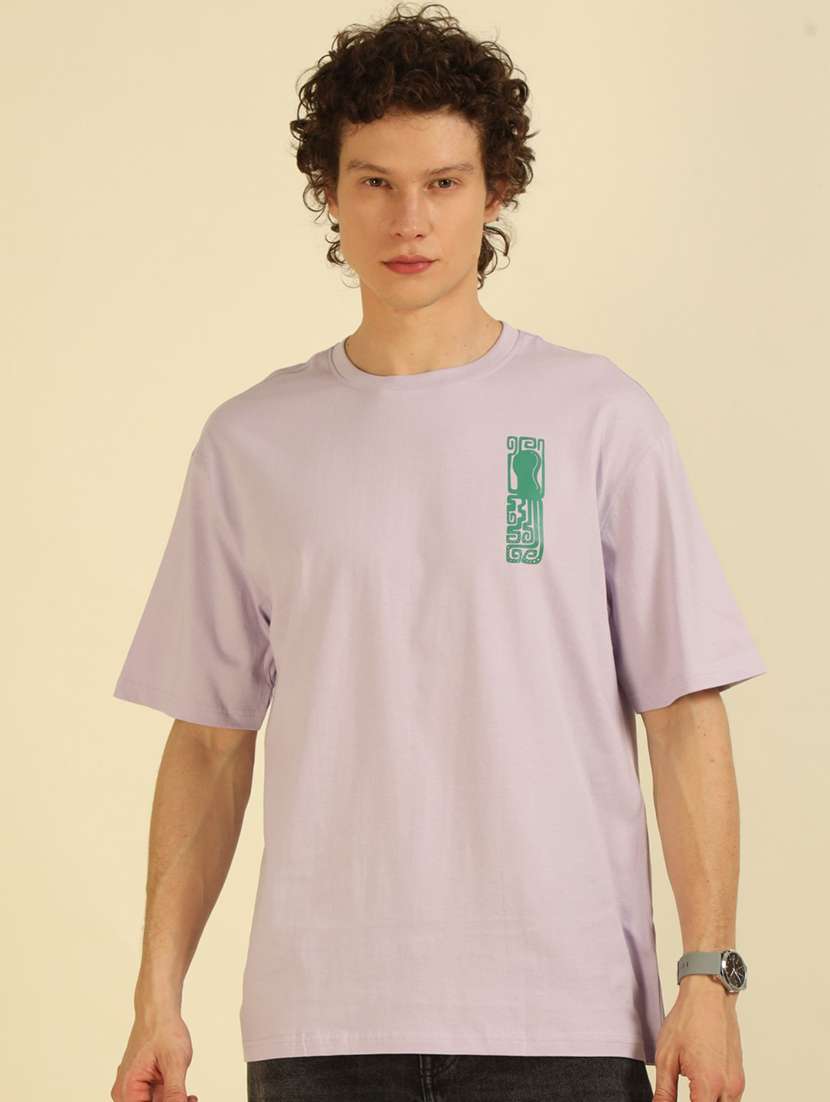 men front & back printed round neck oversized t-shirt