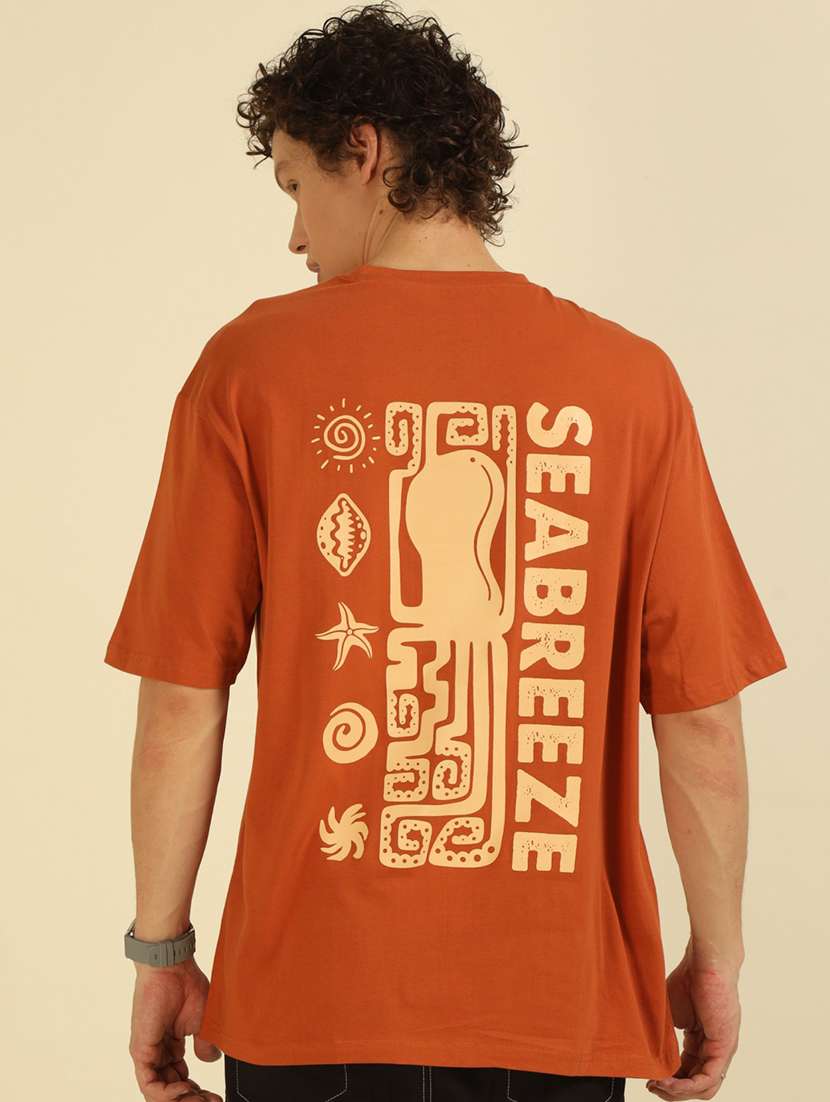 men front & back printed round neck oversized t-shirt - 21574206 -  Standard Image - 3