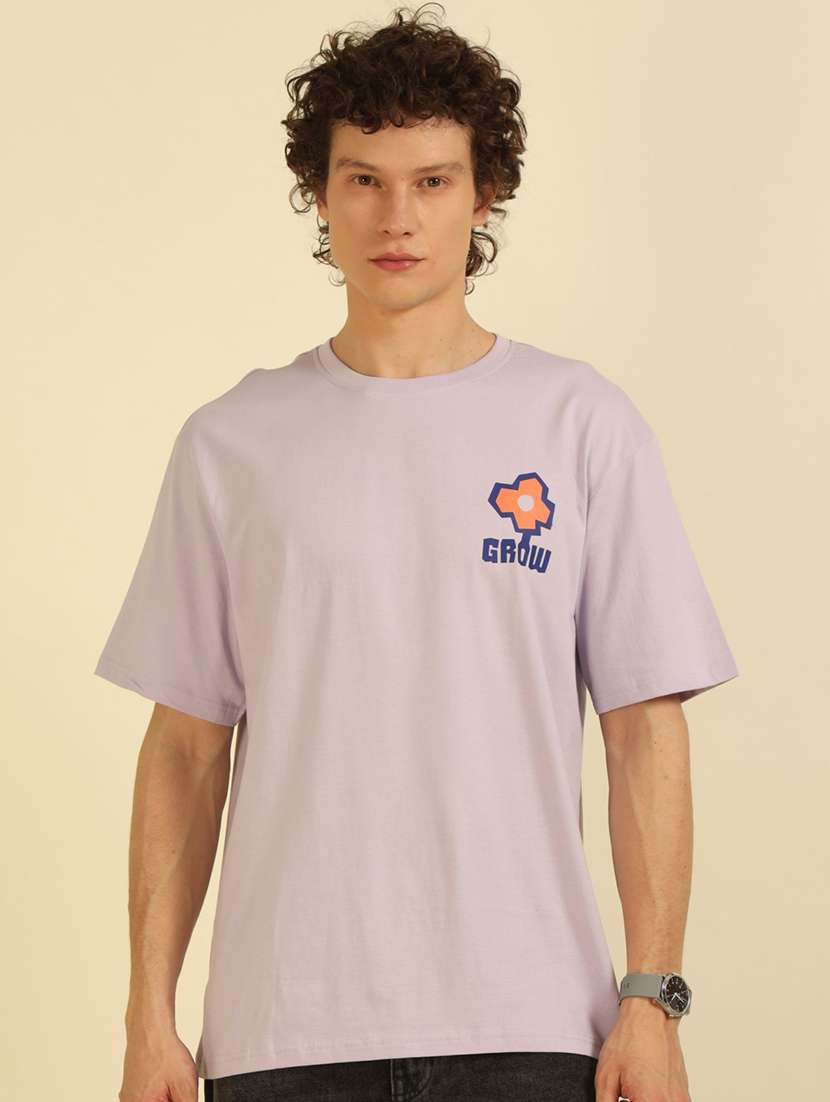 men front & back printed round neck oversized t-shirt