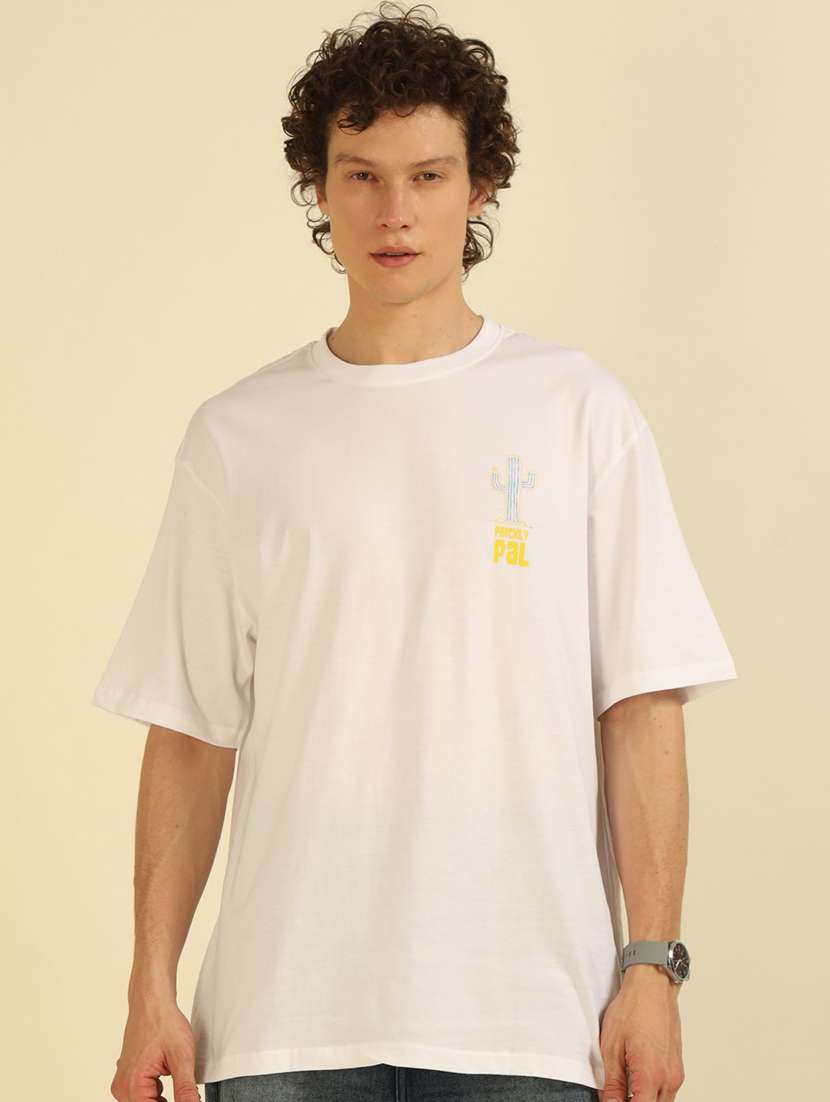 men front & back printed round neck oversized t-shirt