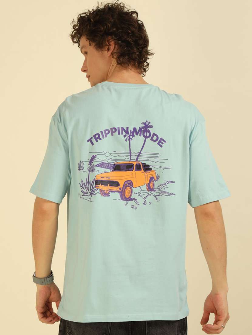 men front & back printed round neck oversized t-shirt - 21574221 -  Standard Image - 3