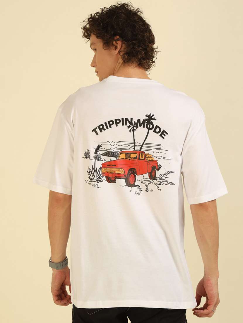 men front & back printed round neck oversized t-shirt - 21574223 -  Standard Image - 3