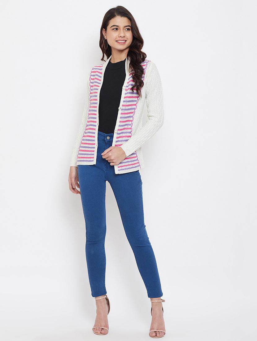 white wool blend cardigan - 21574861 - Standard Image - 3