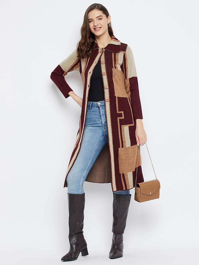 women self designed long sleeve cardigan - 21574869 -  Standard Image - 3