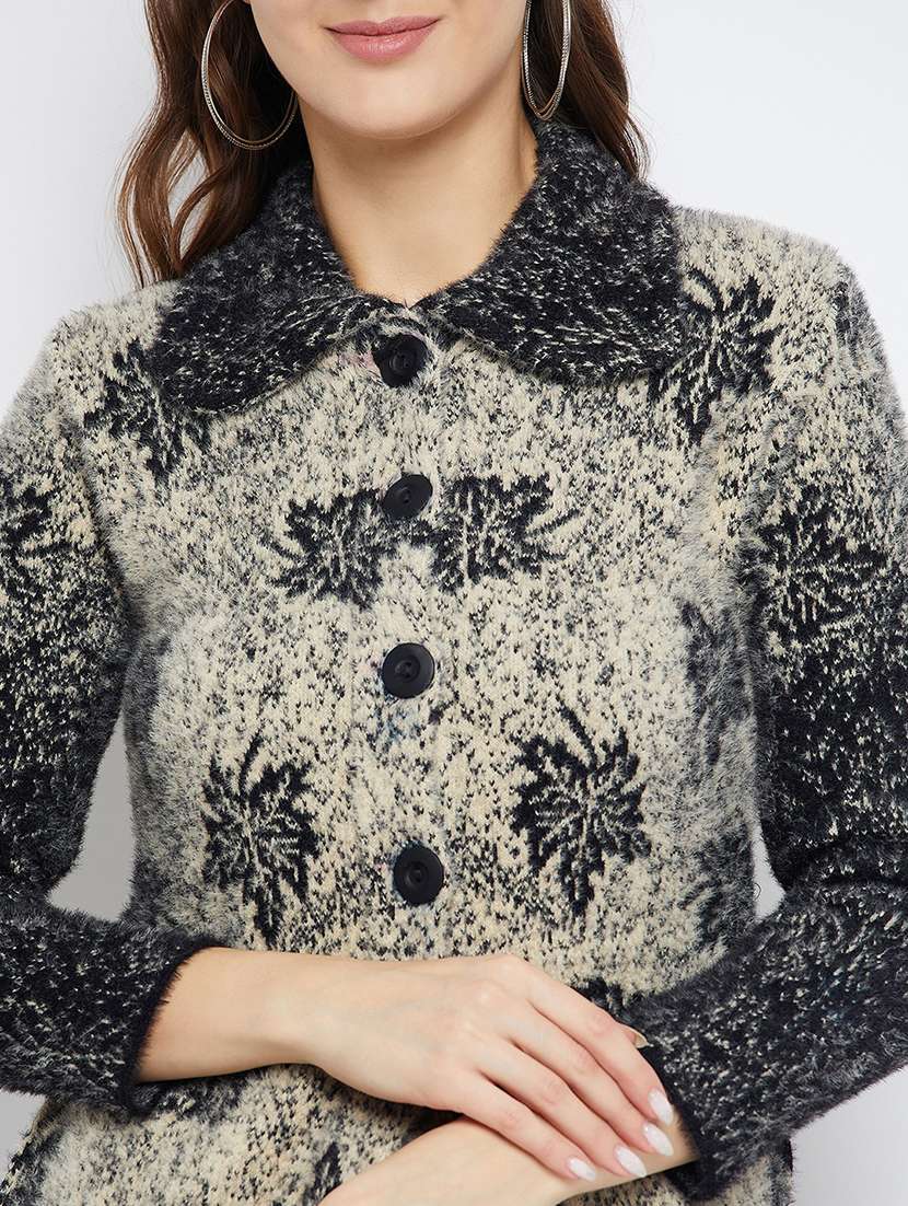 women self designed long sleeve cardigan - 21574876 -  Standard Image - 3