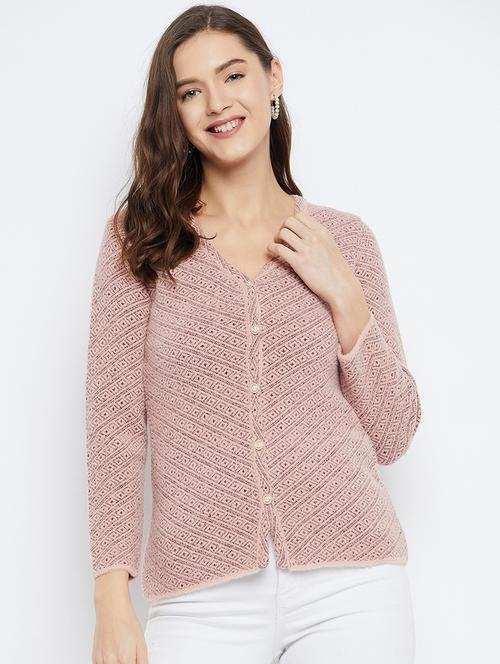 women self design long sleeve cardigan - 21574893 - Standard Image - 0