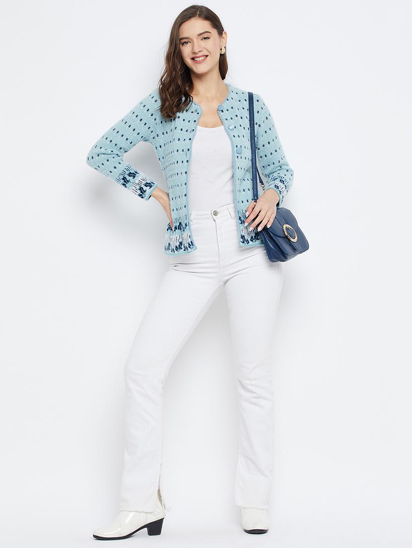 women self design long sleeve cardigan - 21574908 - Standard Image - 3