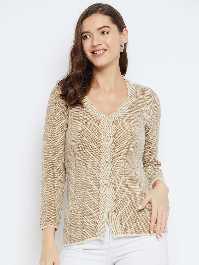 brown wool blend cardigan - 21574914 -  Zoom Image - 0