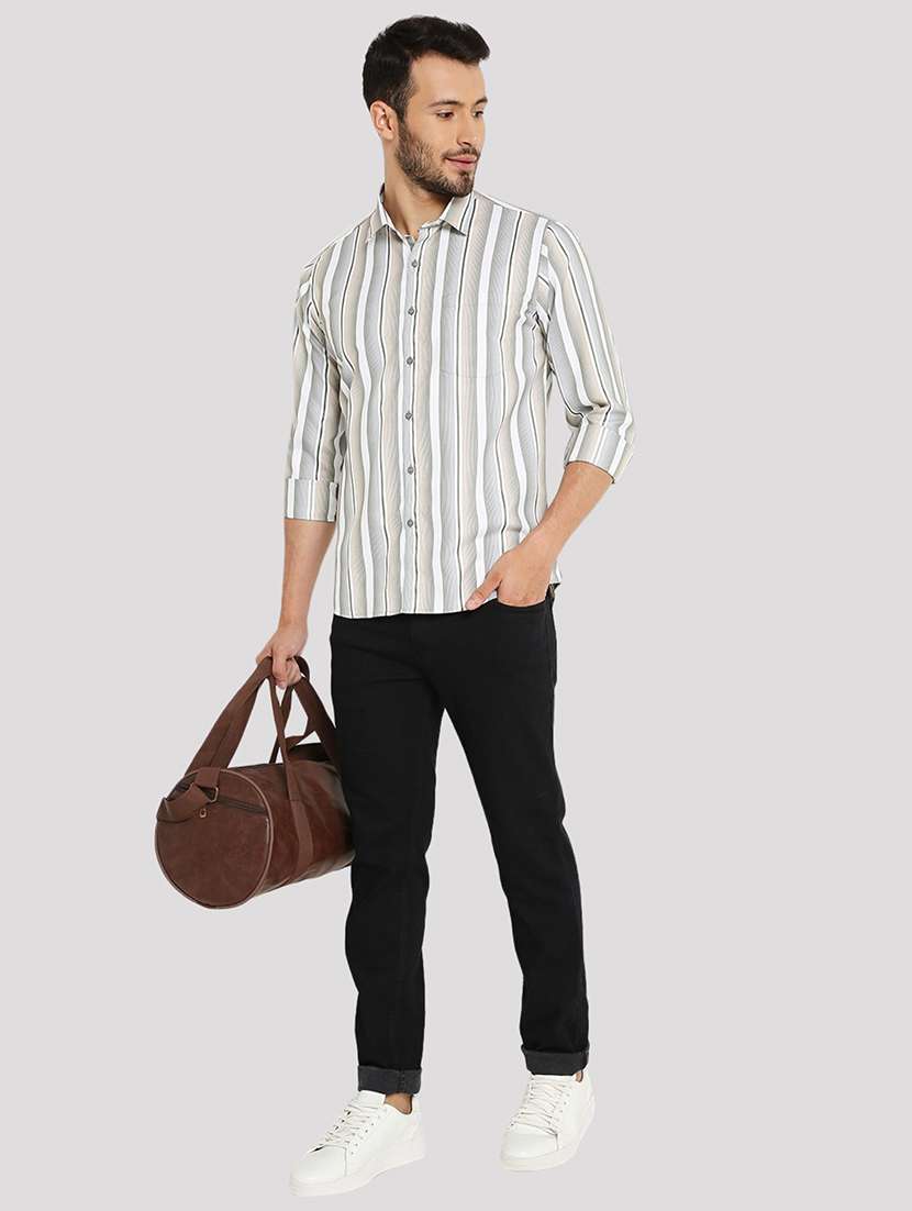 men striped slim fit formal shirt - 21574967 - Standard Image - 3