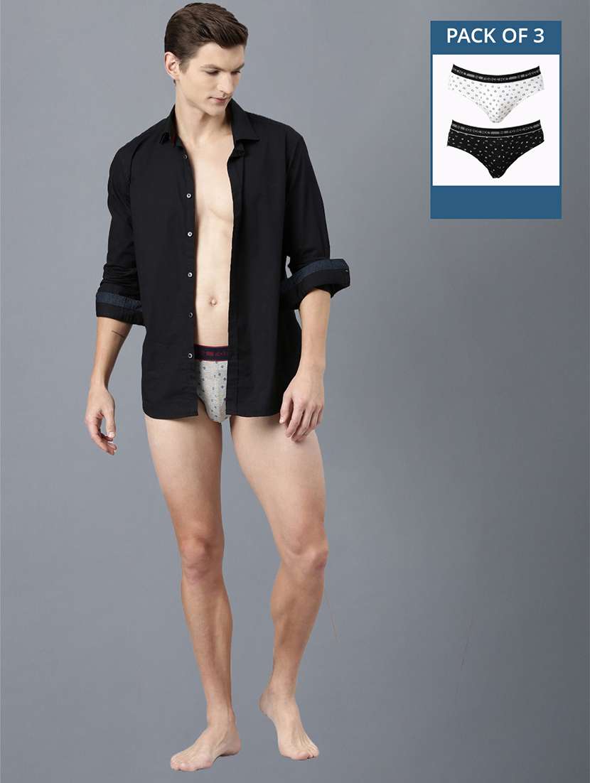 men pack of 3 printed hipster briefs