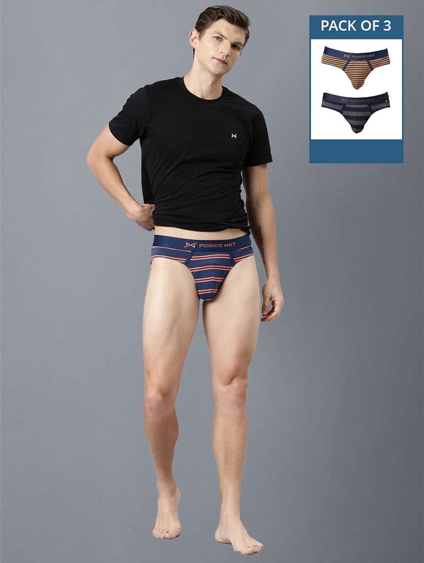 men pack of 3 striped hipster briefs