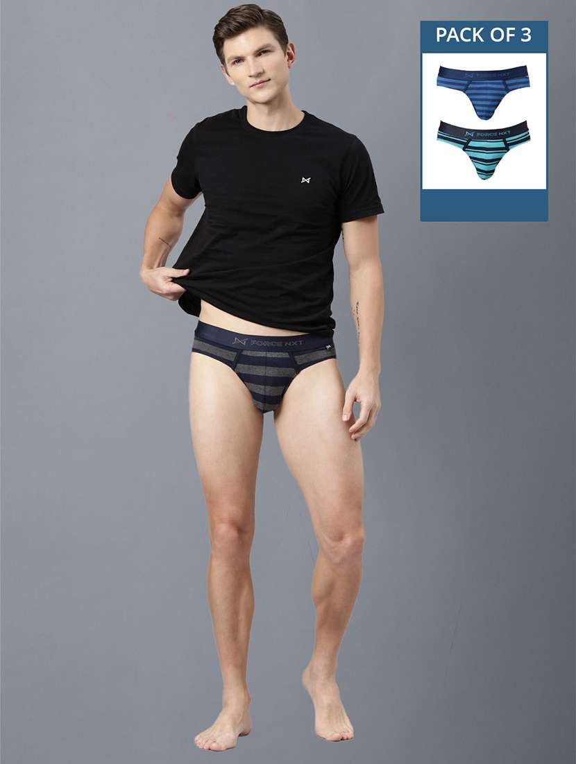 men pack of 3 striped hipster briefs