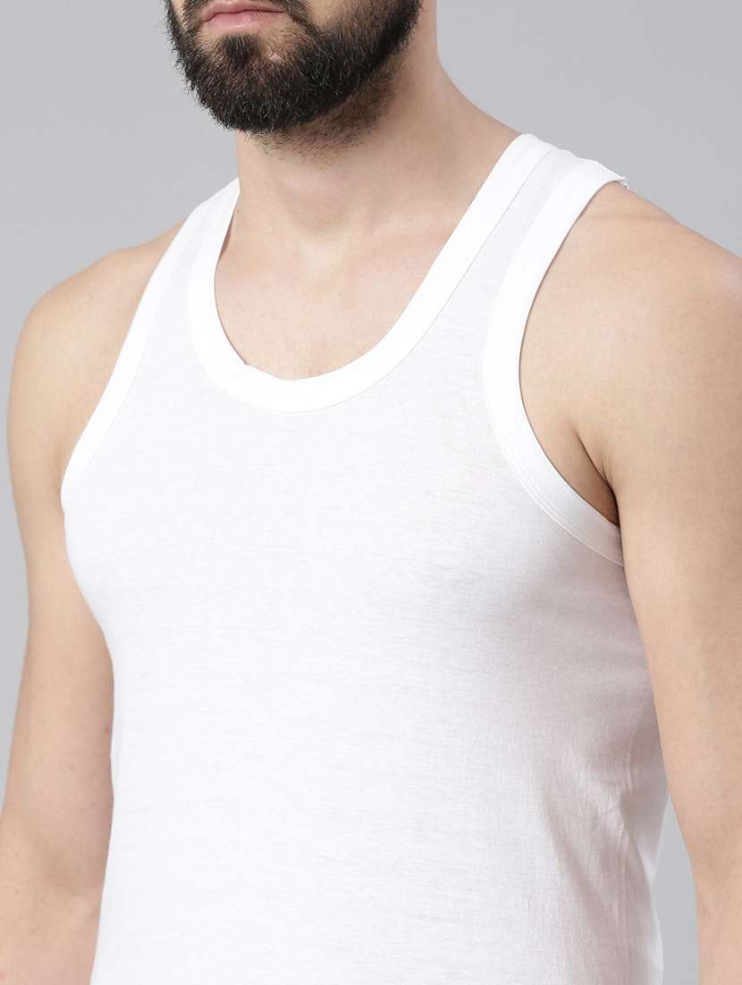 men pack of 5 solid white cotton vest - 21575437 -  Standard Image - 3