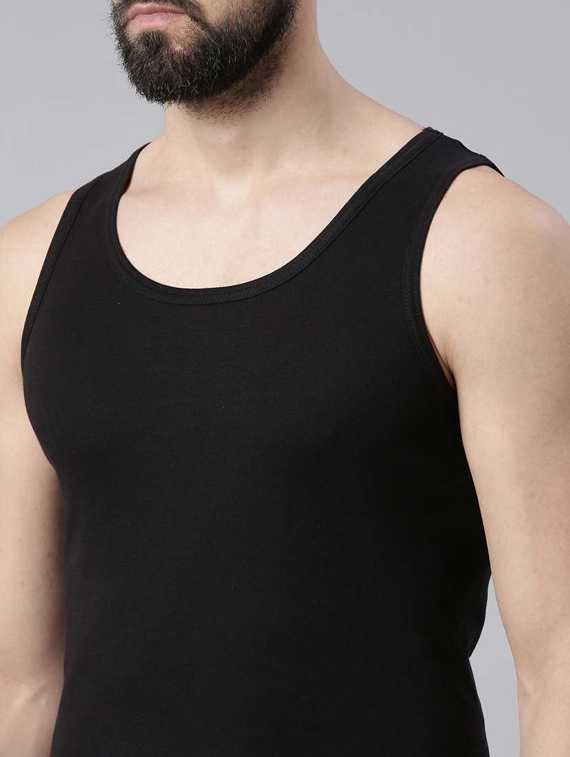 men pack of 6 solid black vest - 21575463 - Standard Image - 3