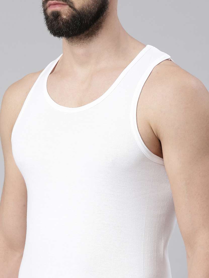 men pack of 6 solid white vest - 21575464 -  Standard Image - 3