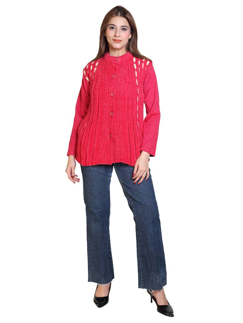 women pointelle knit long sleeves cardigan - 21575470 - Standard Image - 3