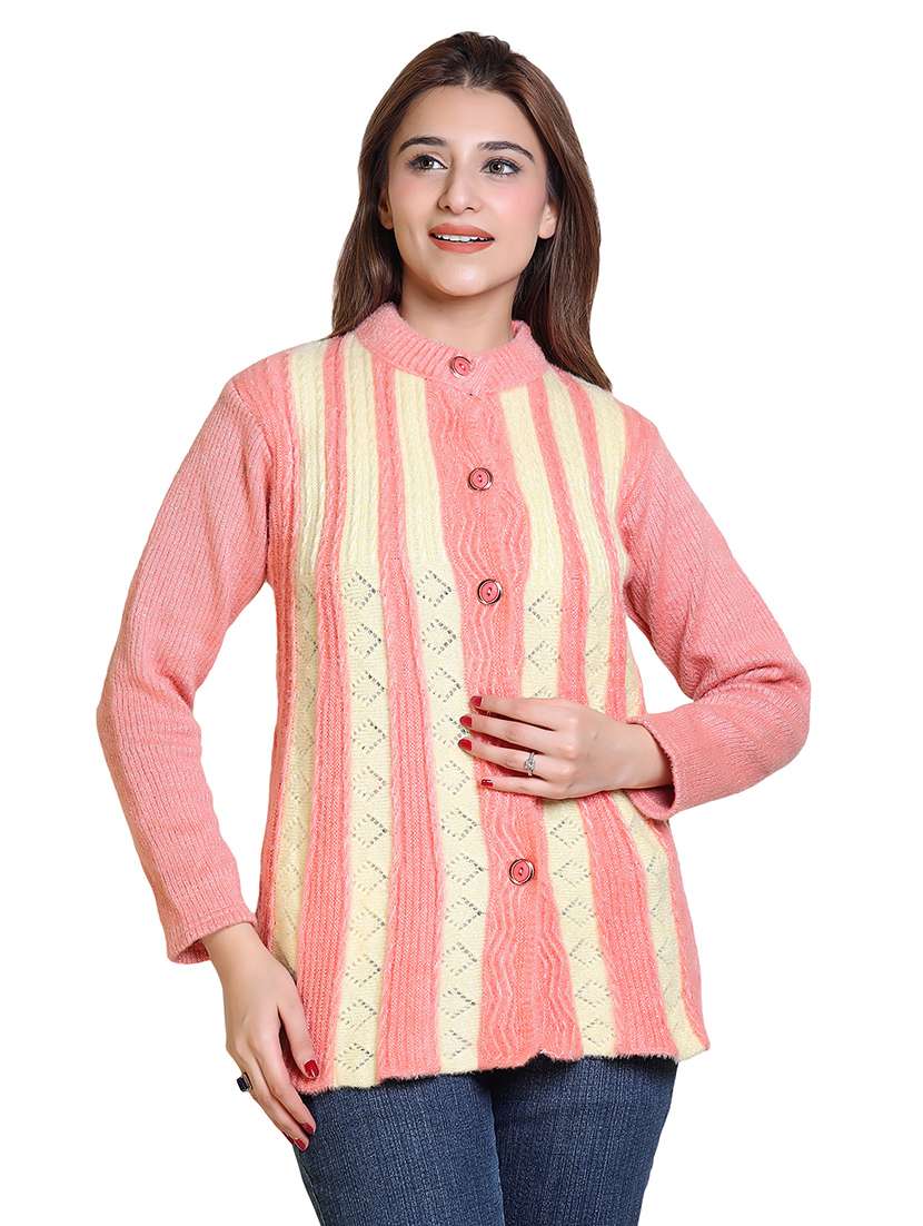 women pointelle knit long sleeves cardigan - 21575477 -  Zoom Image - 0