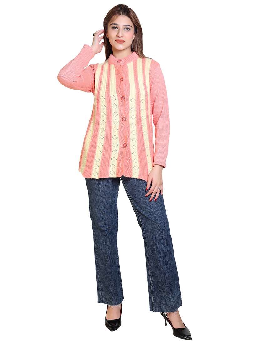 women pointelle knit long sleeves cardigan - 21575477 - Standard Image - 3