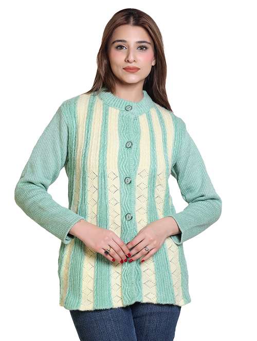 women pointelle knit long sleeves cardigan - 21575478 - Standard Image - 0