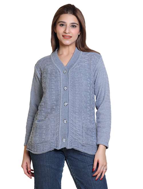 women pointelle knit long sleeves cardigan - 21575480 - Standard Image - 0