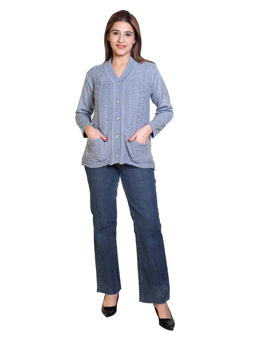 women pointelle knit long sleeves cardigan - 21575480 - Standard Image - 3