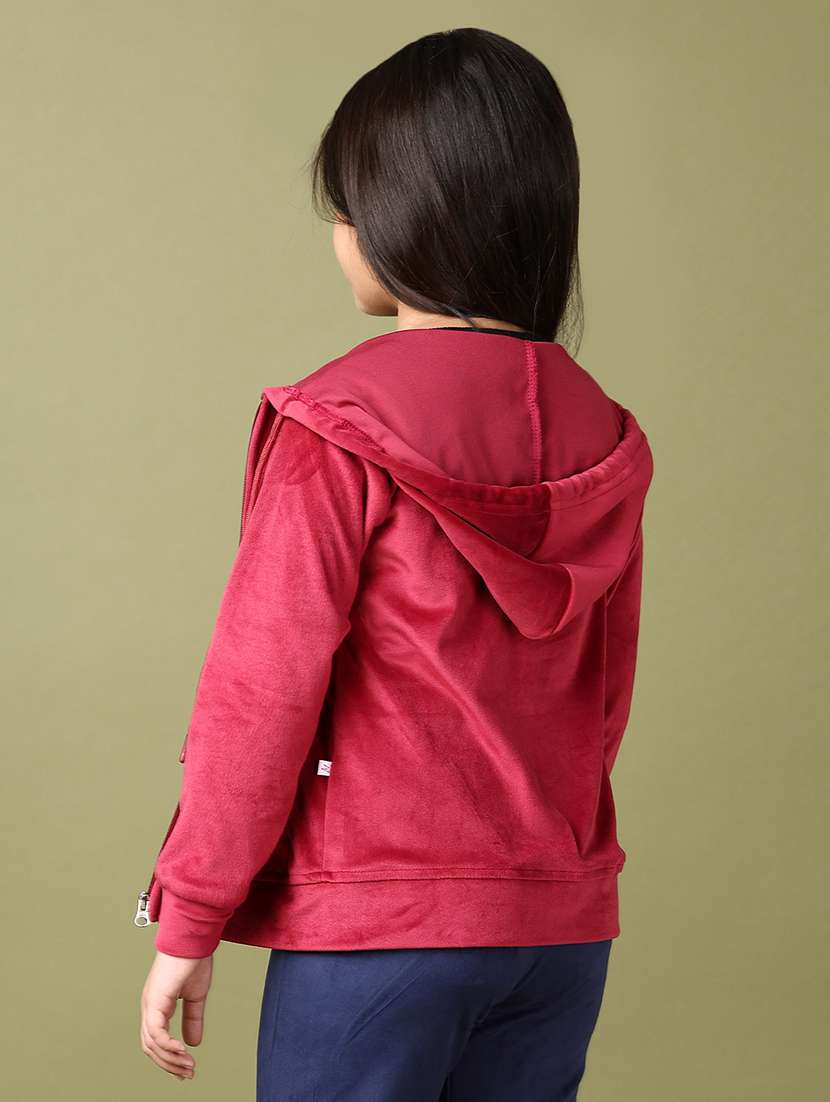 girls maroon solid long sleeve sweatshirts - 21575501 -  Standard Image - 3
