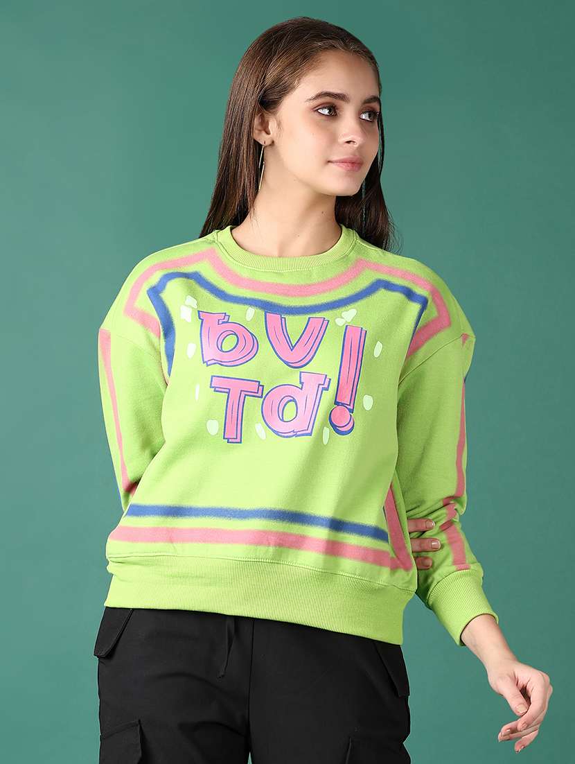 women front print long sleeve sweatshirt