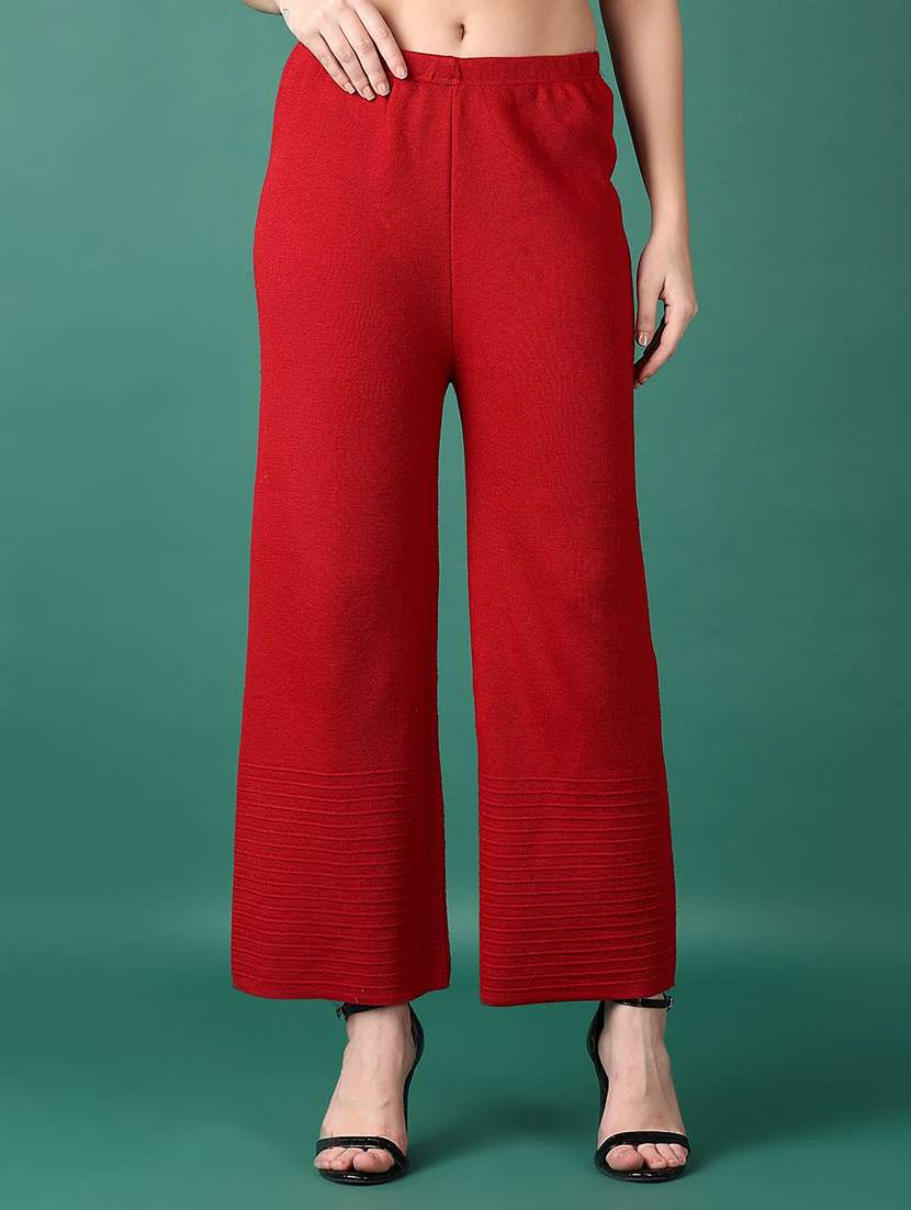 women red solid palazzo