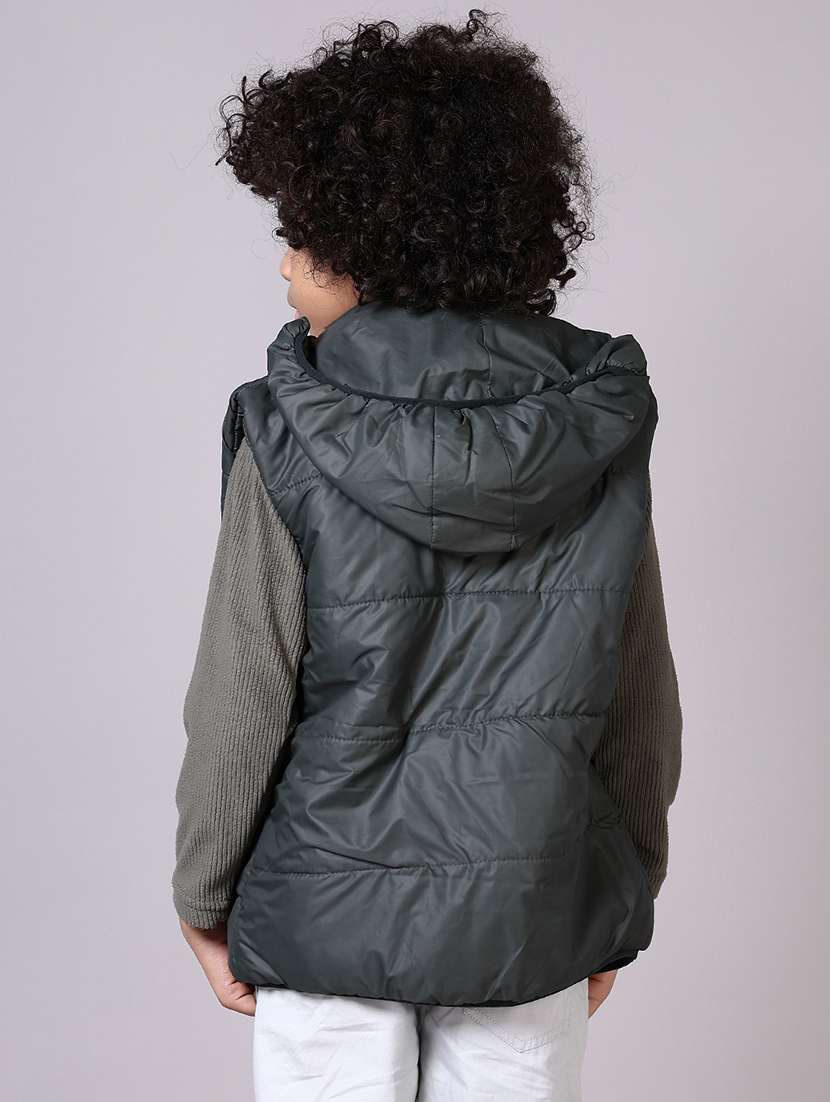 boys solid sleeveless hooded bomber jacket - 21575572 -  Standard Image - 3