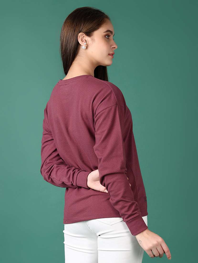 women solid long sleeve sweatshirt - 21575596 -  Standard Image - 3